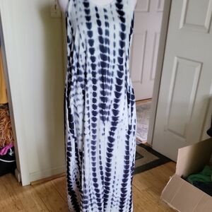 Ours Blue and White Tie-Dye Maxi Dress